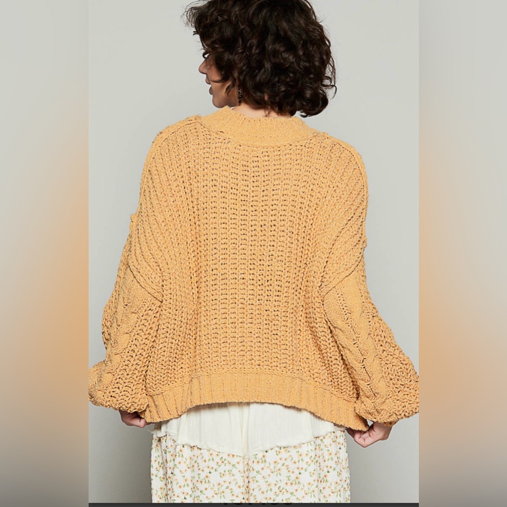 NEW! POL Cozy Cable Knit Sweater in Mustard - Picture 3 of 8
